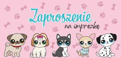 Opakowanie Zaproszenie pieski z kopertami 5szt