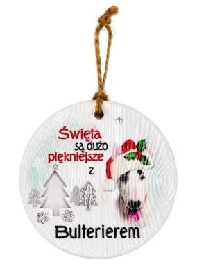 Opakowanie Zawieszka ceramiczna Boże Narodzenie Bulterier