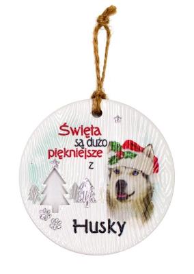 Opakowanie Zawieszka ceramiczna Boże Narodzenie Husky