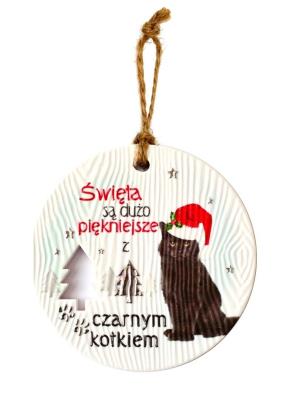 Opakowanie Zawieszka ceramiczna Boże Narodzenie kot czarny