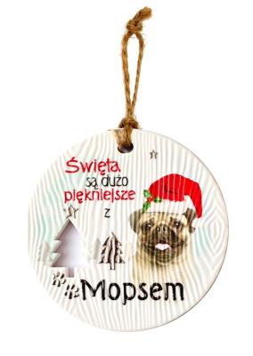 Opakowanie Zawieszka ceramiczna Boże Narodzenie Mops