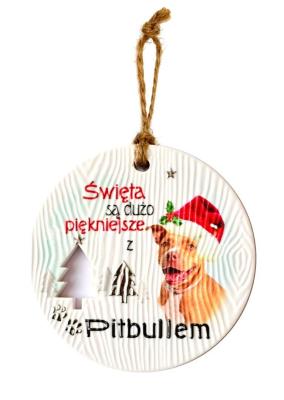 Opakowanie Zawieszka ceramiczna Boże Narodzenie Pitbull