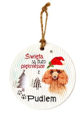 Opakowanie Zawieszka ceramiczna Boże Narodzenie Pudel