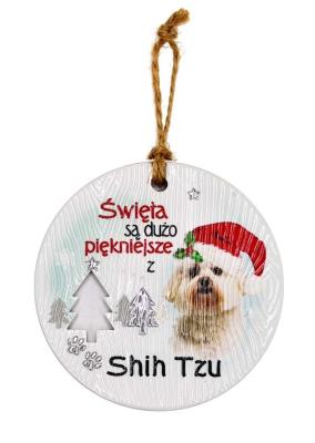 Opakowanie Zawieszka ceramiczna Boże Narodzenie Shih Tzu