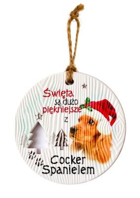 Opakowanie Zawieszka ceramiczna Boże Narodzenie Spaniel
