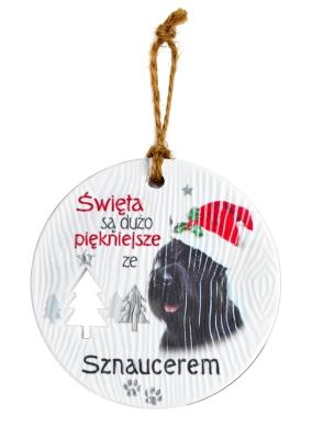 Opakowanie Zawieszka ceramiczna Boże Narodzenie Sznaucer