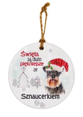 Opakowanie Zawieszka ceramiczna Boże Narodzenie Sznaucer