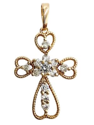 Opakowanie Zawieszka Krzyżyk z Cyrkoniami 23x16mm