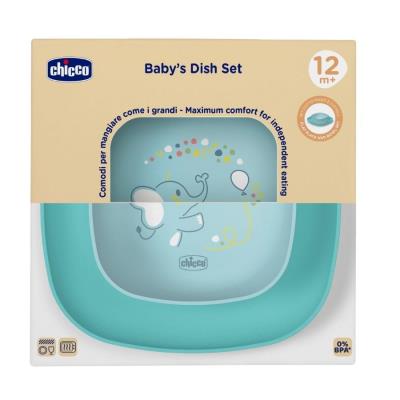 Opakowanie Zestaw 2 talerzy turkusowy 12m+