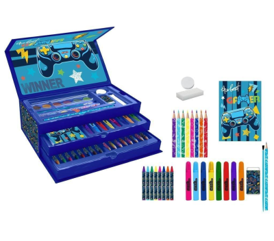 Zestaw artystyczny w kuferku Gamer. Wydawca: Diakakis. SmakLiter.pl Opakowanie Zestaw artystyczny w kuferku Gamer