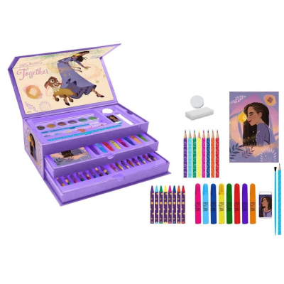 Zestaw artystyczny w kuferku Wish. Wydawca: Diakakis. SmakLiter.pl Opakowanie Zestaw artystyczny w kuferku Wish