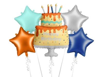 Opakowanie Zestaw balonów foliowych Tort Happy Birthday 5szt