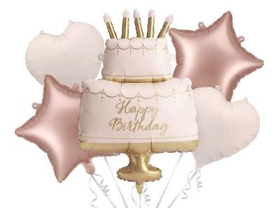 Opakowanie Zestaw balonów foliowych Tort Happy Birthday 5szt