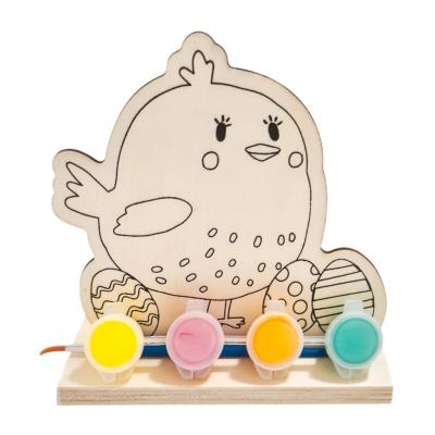 Opakowanie Zestaw DIY drewniania kurka z farbami