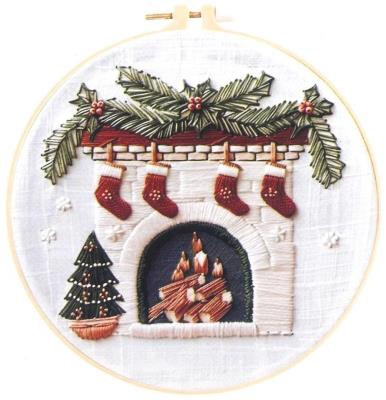 Opakowanie Zestaw do haftowania świąteczny kominek