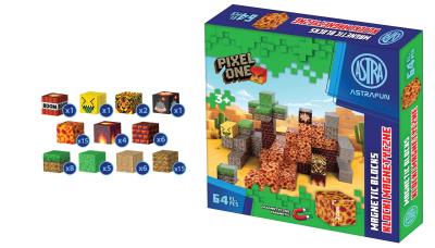 Opakowanie Zestaw klocków magnetycznych Astrafun Pixel One Lava 64 sztuk