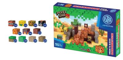 Opakowanie Zestaw klocków magnetycznych Astrafun Pixel One Lava 96 sztuk