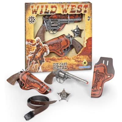 Zestaw kowbojski 2 rewolwery + odznaka. Wydawca: Gonher. SmakLiter.pl Opakowanie Zestaw kowbojski 2 rewolwery + odznaka
