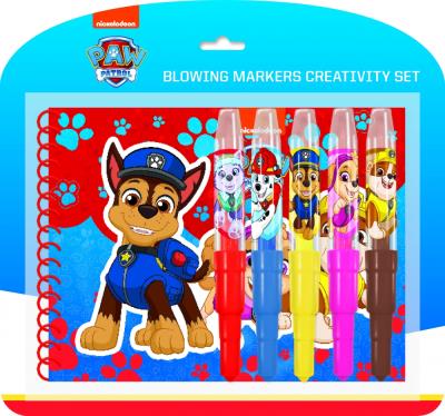 Opakowanie Zestaw markery Psi Patrol 5szt + notes +szablon