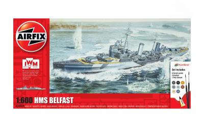Opakowanie Zestaw modelarski z farbami Airfix Okręt HMS Belfast