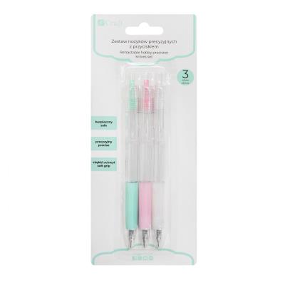 Opakowanie Zestaw nożyków precyzyjnych z przyciskiem 3szt.