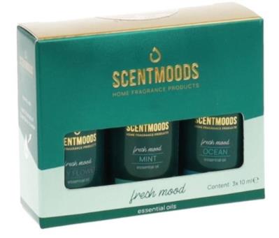 Zestaw olejków zapachowych Fresh Mood 3x50ml. Wydawca: ScentMoods. SmakLiter.pl Opakowanie Zestaw olejków zapachowych Fresh Mood 3x50ml