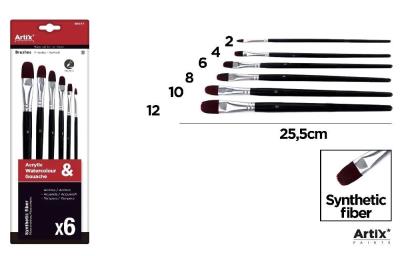 Zestaw profesjonalnych pędzli malarskich 6szt. Wydawca: Artix. SmakLiter.pl Opakowanie Zestaw profesjonalnych pędzli malarskich 6szt