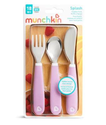 Opakowanie Zestaw stalowych sztućców dla dzieci Munchkin fioletowy