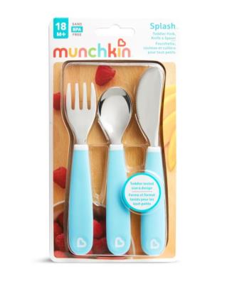Opakowanie Zestaw stalowych sztućców dla dzieci Munchkin niebieski