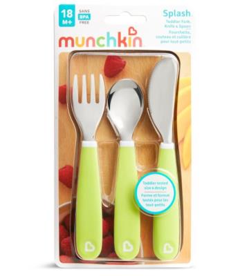 Opakowanie Zestaw stalowych sztućców dla dzieci Munchkin zielony