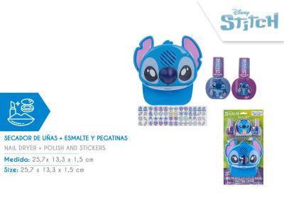 Opakowanie Zestaw suszarka do paznokci + 2 lakiery + naklejki Stitch SI0095GG