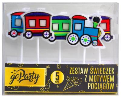 Opakowanie Zestaw świeczek urodzinowych Motyw pociągów