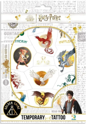 Zestaw tatuaży z motywem Harry'ego Pottera. Wydawca: Dodo. SmakLiter.pl Opakowanie Zestaw tatuaży z motywem Harry'ego Pottera