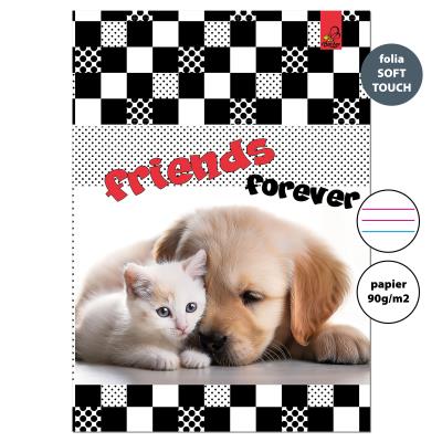 Opakowanie Zeszyt A4 32 kartki w 3 linie kolor 90g Kot i pies