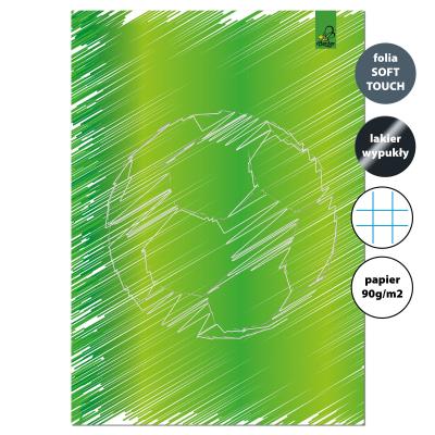 Zeszyt A4 32 kartki w kratkę 90g Piłka zielona. Wydawca: EV-Corp. SmakLiter.pl Opakowanie Zeszyt A4 32 kartki w kratkę 90g Piłka zielona