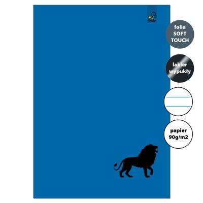 Zeszyt A4 32 kartki w linie 90g Lew niebieski. Wydawca: EV-Corp. SmakLiter.pl Opakowanie Zeszyt A4 32 kartki w linie 90g Lew niebieski