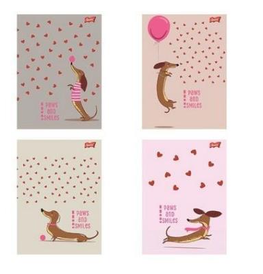 Opakowanie Zeszyt A4/32k linia kolorowa Dachshund (15szt)