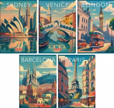 Zeszyt A4/80K kratka z margines Retro City (5szt). Wydawca: HERLITZ. SmakLiter.pl Opakowanie Zeszyt A4/80K kratka z margines Retro City (5szt)