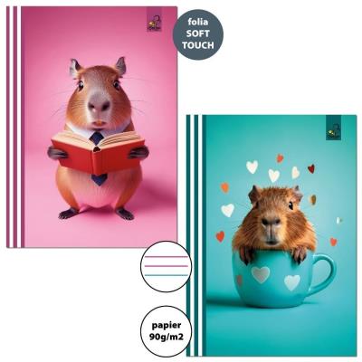 Zeszyt A5/32K 3-linie kolor 90g Kapibara (10szt). Wydawca: Bee-bee. SmakLiter.pl Opakowanie Zeszyt A5/32K 3-linie kolor 90g Kapibara (10szt)