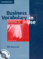 Business Vocabulary in Use + CD Elementary to Pre-intermediate. Autor: Mascull Bill. SmakLiter.pl Okładka książki Business Vocabulary in Use + CD Elementary to Pre-intermediate