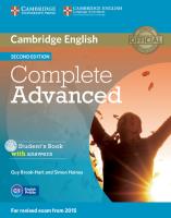 Complete Advanced Student's Book with answers +CD. Autor: Brook-Hart Guy, Haines Simon. SmakLiter.pl Okładka książki Complete Advanced Student's Book with answers +CD