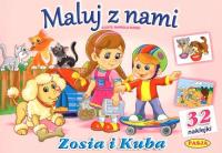 Maluj z nami - Zosia i Kuba + 32 naklejki. Autor: Il. Mariola Budek. SmakLiter.pl Okładka książki Maluj z nami - Zosia i Kuba + 32 naklejki