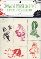 Zmywalne tatuaże dla dzieci - Postaci z bajek. Autor: Cieślak Ola. SmakLiter.pl Okładka książki Zmywalne tatuaże dla dzieci - Postaci z bajek