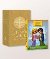 Okładka książki Pismo Święte ST i NT duże beż + zeszyt w kratkę