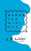 Kanon. 154 wiersze. Autor: Kawafis Konstandinos. SmakLiter.pl Okładka książki Kanon. 154 wiersze