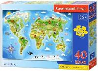 Puzzle 40 maxi - World Map CASTOR. Wydawca: Castorland. SmakLiter.pl Opakowanie Puzzle 40 maxi - World Map CASTOR