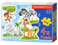 Puzzle x 4 Kontur - African Animals CASTOR. Wydawca: Castorland. SmakLiter.pl Opakowanie Puzzle x 4 Kontur - African Animals CASTOR