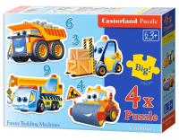 Puzzle x 4 Kontur - Funny Building Machines CASTOR. Wydawca: Castorland. SmakLiter.pl Opakowanie Puzzle x 4 Kontur - Funny Building Machines CASTOR