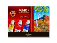 Farby acrylowe 6 kolorów 16ml. Wydawca: Koh-I-Noor. SmakLiter.pl Opakowanie Farby acrylowe 6 kolorów 16ml