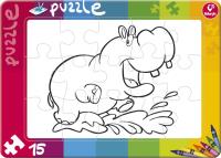 Puzzle do kolorowania 15 Hipopotam. Wydawca: Promatek. SmakLiter.pl Opakowanie Puzzle do kolorowania 15 Hipopotam